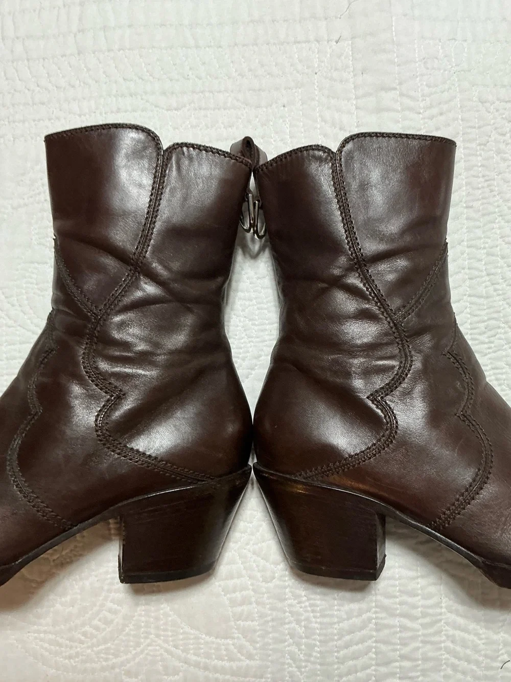 Vintage Sergio Rossi Brown Leather Western Ankle Boots Style 7003 Size 39